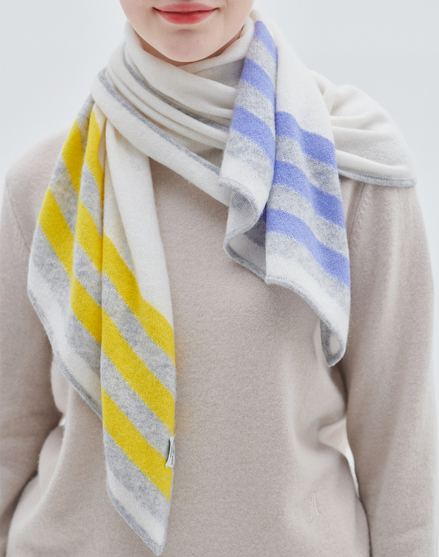 캐시미어하우스 [Murray Allan] 100%캐시미어 언발란스 캐시미어 머플러Unbalance muffler(Ivory) 아이보리 착용컷