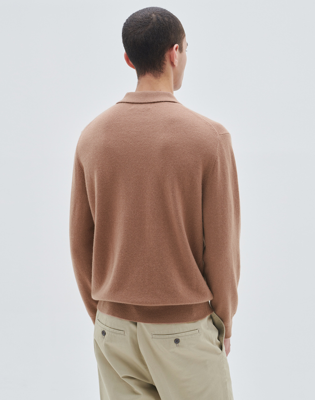캐시미어하우스 [Murray Allan] 100%캐시미어 A로고 셔츠 풀오버 A Logo collar shirt men pullover_Cocoa(CO) 착용컷
