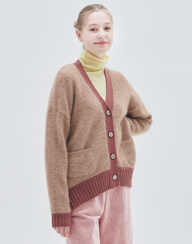 캐시미어하우스 [Murray Allan]모헤어 가디건Mohair cardigan(Caramel) 착용컷
