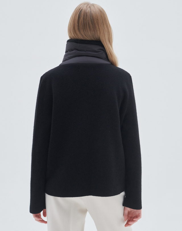 캐시미어하우스 [Murray Allan]100% 캐시미어 와이드넥 구스 믹스 자켓 Wide neck goose mix jacket(Black) 착용컷