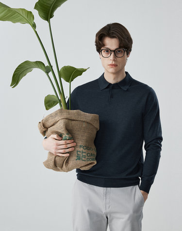 [Murray Allan]베이직 셔츠카라 롱 슬리브 풀오버 Basic shirts collar pullover_Dark Green(KG)