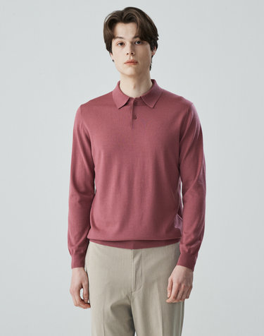 [Murray Allan]베이직 셔츠카라 롱 슬리브 풀오버 Basic shirts collar pullover_Red bee(RE)