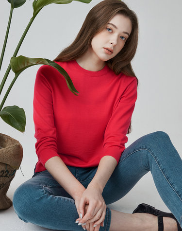 [Murray Allan] A로고 심플 라운드 가디건 A LOGO Simple Round Pullover_Coral(CR)