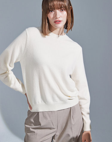 [Cashmere Class] 100%캐시미어 라운드 커브스 슬리브 풀오버(CREAM)