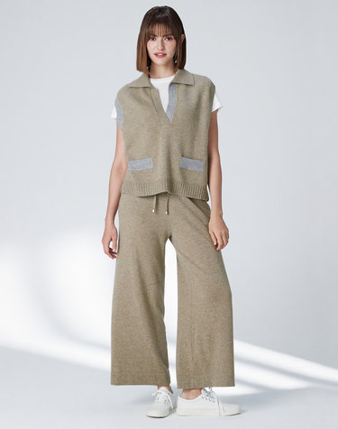 [Cashmere Class] 100%캐시미어 와이드핏 캐시미어 니트 팬츠 Wide fit knit Pants_CAPPUCCINO(PP)