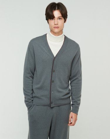 [Murray Allan] 100%캐시미어 더블 레이어 캐시미어 가디건 Double layer Rib Cardigan_Stone(ST)