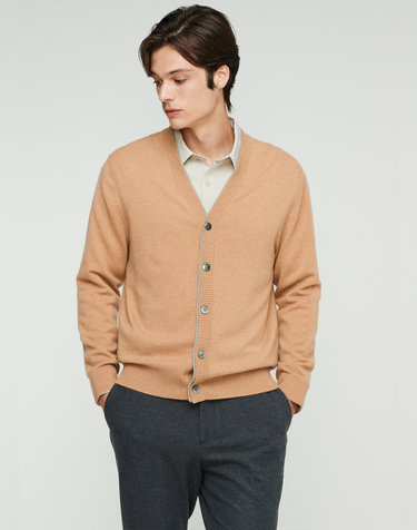 [Murray Allan] 100%캐시미어 더블 레이어 캐시미어 가디건 Double layer Rib Cardigan_Camel(CA)