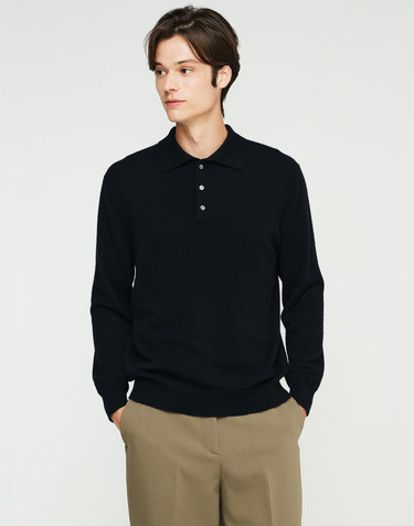 [Murray Allan] 100%캐시미어 시그니처 로고자수 캐시미어 셔츠 풀오버 A Logo shirts Pullover_Black(BK)