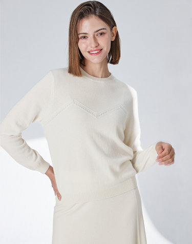 [Cashmere Class] 100%캐시미어 스위트 하트라인 캐시미어 풀오버 Sweet Heart Line Pullover_Cream(CE)