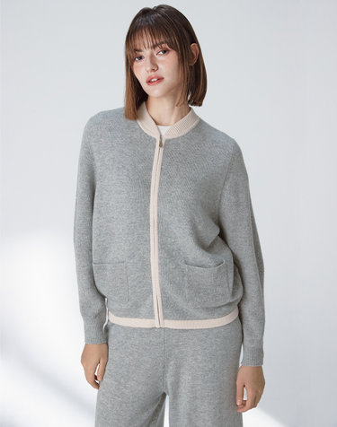 [Cashmere Class] 100%캐시미어 쁘띠 범버 카라 자켓 petit bomber jacket_Cloud(CD)