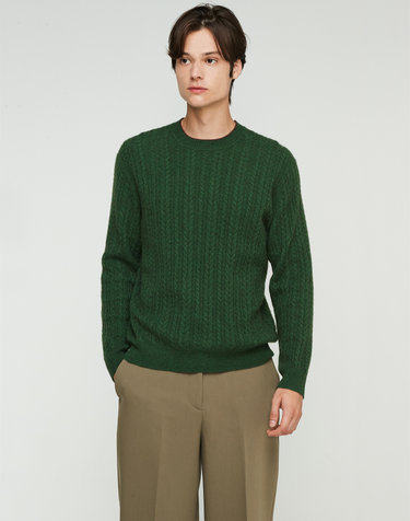 [Murray Allan] 100%캐시미어 케이블 크루넥 캐시미어 풀오버_Grass Green(GS)