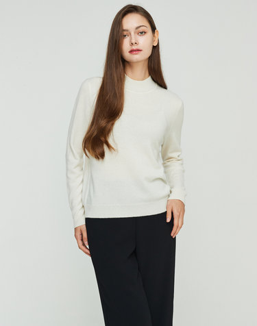 [Murray Allan] 100%캐시미어 우먼 모크넥 풀오버_Mock Neck Pullover_Ivory(IV)