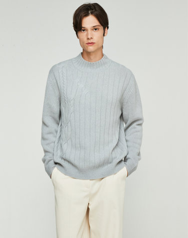 [Murray Allan] 100%캐시미어 케이블 믹스 풀오버 Mix Cable Pullover_Light grey(LG)
