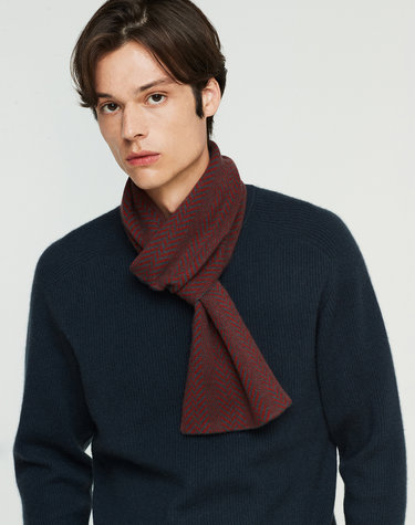 [Murray allan] 100%캐시미어 니트 쟈카드 양면  헤링본 쁘띠 스카프  Herringborn petit scarf_Stone