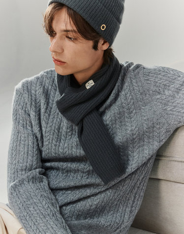 [Murray allan] 100%캐시미어 니트하찌조직 쁘띠 스카프 7GGFullcardigan Petit scarf_Stone