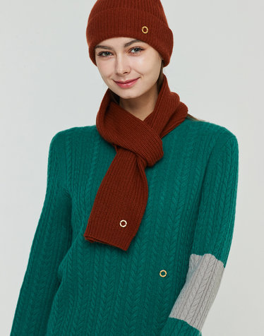 [Murray allan] 100%캐시미어 니트하찌조직 쁘띠 스카프 7GGFullcardigan Petit scarf_Camel