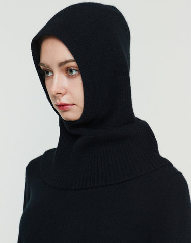 [Murray allan] 100%캐시미어 백슬릿 바라클라바 후드 워머 Slit Hoody Warmer_Black