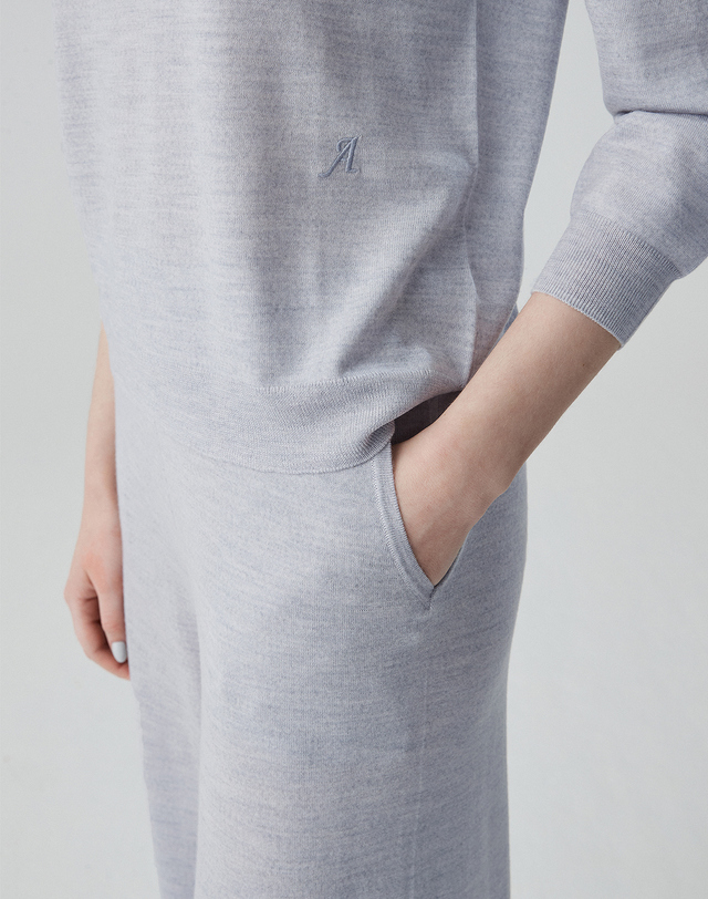 캐시미어하우스 [Murray Allan]울 와이드 팬츠 Wool Wide Pants_Smog(SG) 착용컷