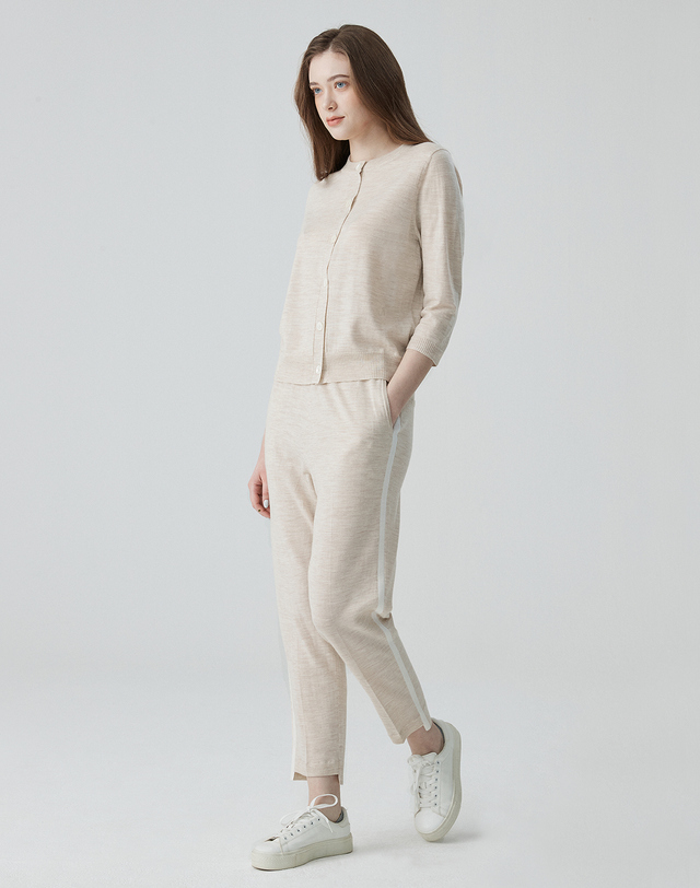 캐시미어하우스 [Murray Allan]울 조거 팬츠 Wool Jogger Pants(Melange Beige(MB)) 착용컷