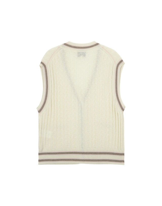 캐시미어하우스 [Cashmere Class] 100%캐시미어 루프 케이블 텍스쳐 캐시미어 베스트 Rope Cable Vest_CREAM(CE) 착용컷