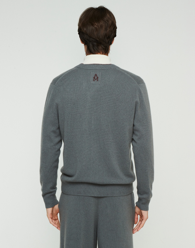 캐시미어하우스 [Murray Allan] 100%캐시미어 더블 레이어 캐시미어 가디건 Double layer Rib Cardigan_Stone(ST) 착용컷