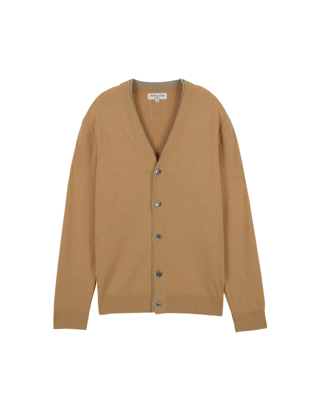 캐시미어하우스 [Murray Allan] 100%캐시미어 더블 레이어 캐시미어 가디건 Double layer Rib Cardigan_Camel(CA) 착용컷