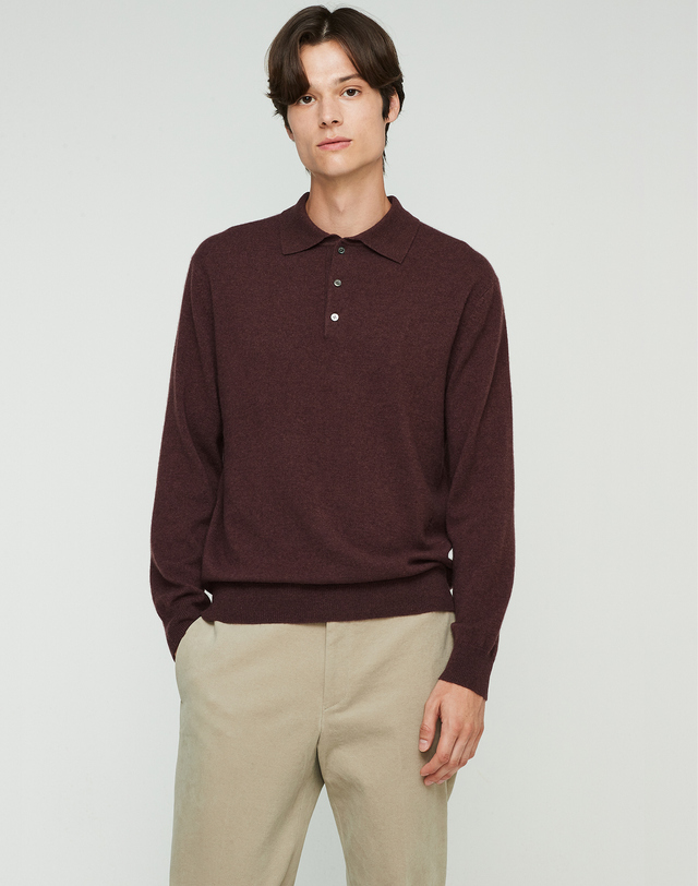 캐시미어하우스 [Murray Allan] 100%캐시미어 시그니처 로고자수 캐시미어 셔츠 풀오버 A Logo shirts Pullover_Squirrel(SQ) 착용컷