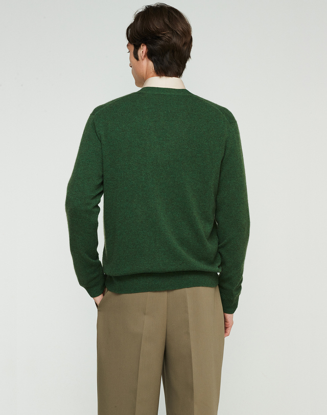 캐시미어하우스 [Murray Allan] 100%캐시미어 스마트 핏 캐시미어 가디건Smart fit Cardigan_Grass Green(GS) 착용컷