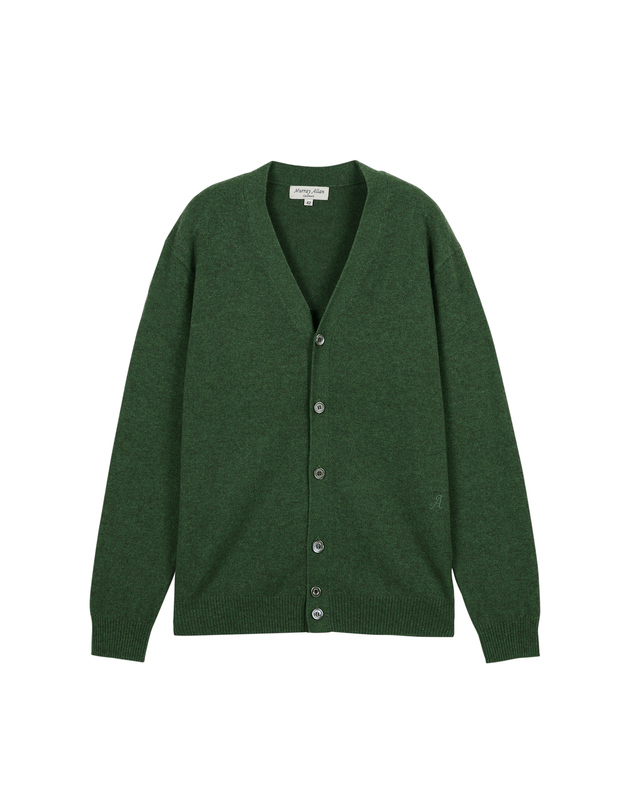 캐시미어하우스 [Murray Allan] 100%캐시미어 스마트 핏 캐시미어 가디건Smart fit Cardigan_Grass Green(GS) 착용컷