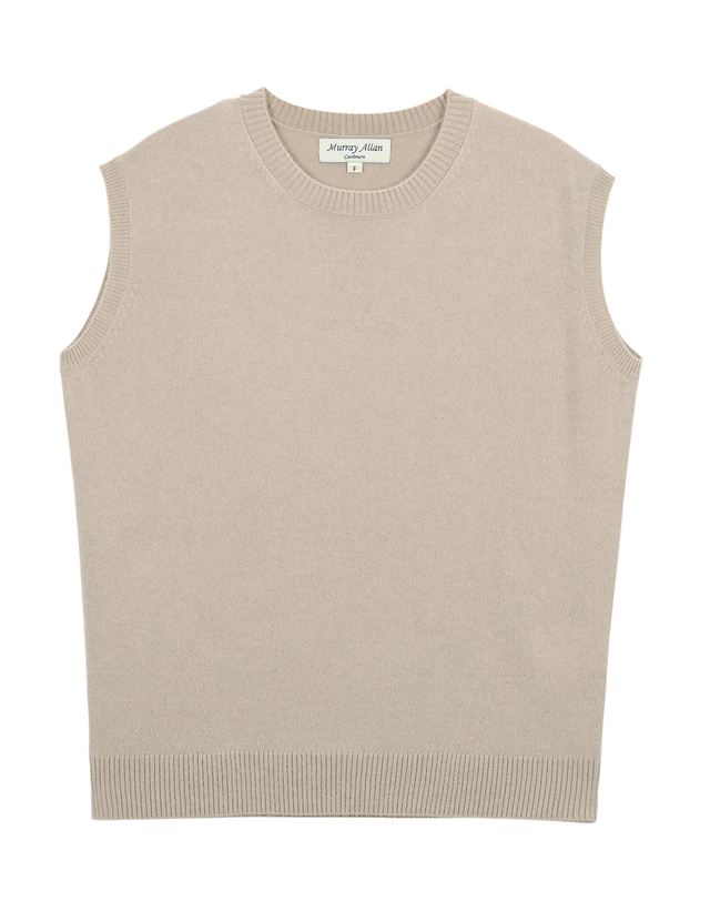 캐시미어하우스 [Murray Allan] 100%캐시미어 슬리브리스 캐시미어 풀오버 Sleeveless Pullover_Skin Beige(SB) 착용컷