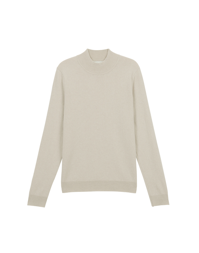 캐시미어하우스 [Murray Allan] 100%캐시미어 우먼 모크넥 캐시미어 풀오버Mock Neck Pullover_Skin Beige(SB) 착용컷