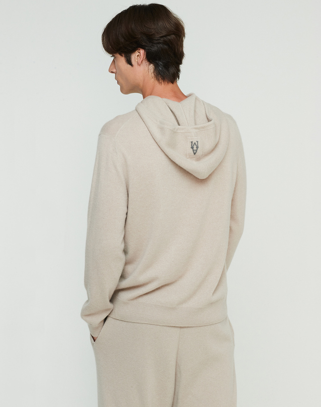 캐시미어하우스 [Murray Allan] 100%캐시미어 포켓 후드 풀오버 Pocket Hoody Pullover_Skine beige(SB) 착용컷