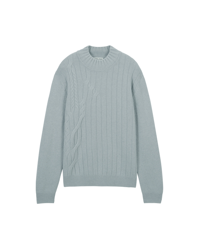캐시미어하우스 [Murray Allan] 100%캐시미어 케이블 믹스 풀오버 Mix Cable Pullover_Light grey(LG) 착용컷
