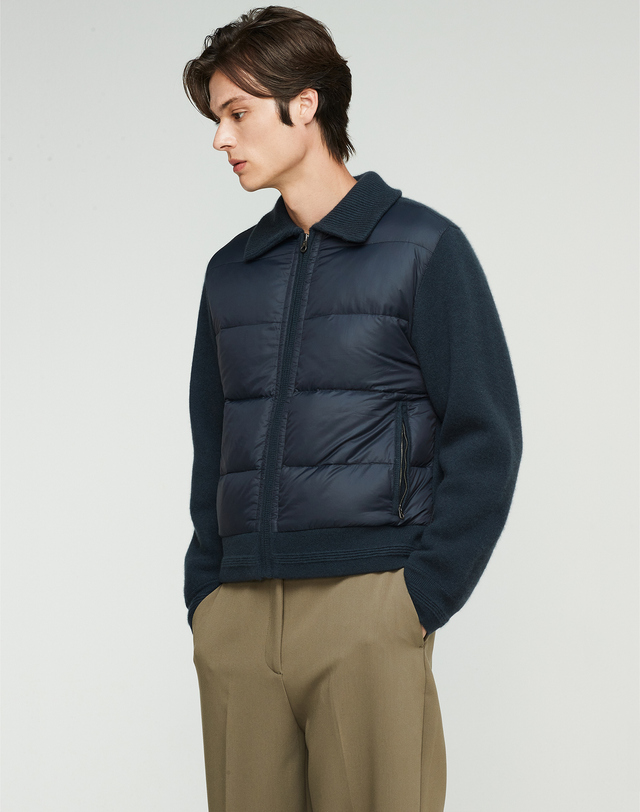 캐시미어하우스 [Murray Allan]100%캐시미어 구스 다운 카라 자켓 Goose down collar jacket_Cement(CT) 착용컷