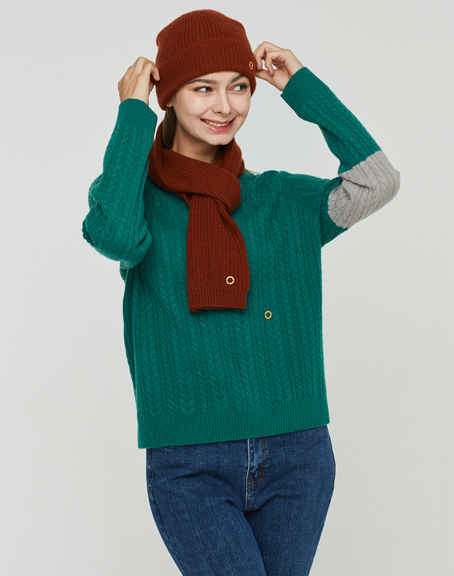 캐시미어하우스 [Murray allan] 100%캐시미어 니트 하찌 조직으로 도톰한 비니7GGFullcardigan Beanie_Camel 착용컷