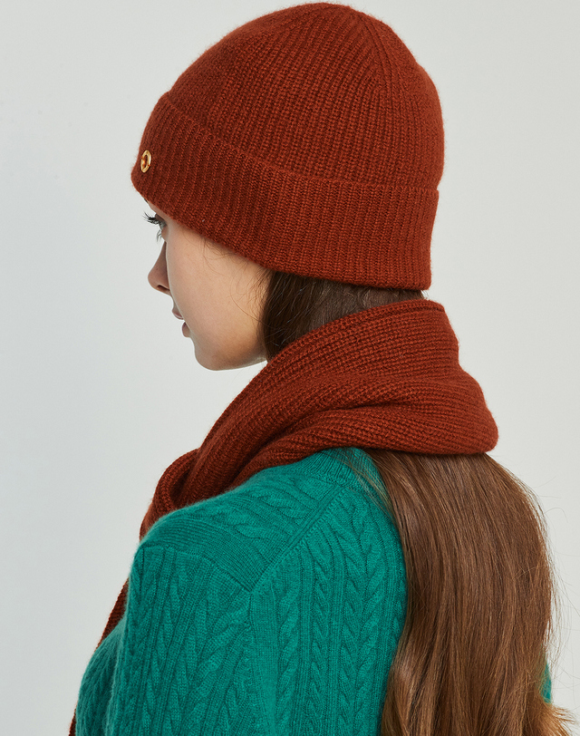 캐시미어하우스 [Murray allan] 100%캐시미어 니트 하찌 조직으로 도톰한 비니7GGFullcardigan Beanie_Camel 착용컷