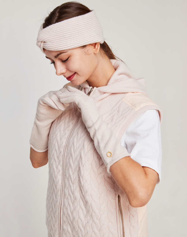 캐시미어하우스 [Murray allan] 100%캐시미어 롤엣지 포인트 심플 장갑 Roll Edge Point Slim Gloves_Blossom(LS) 착용컷