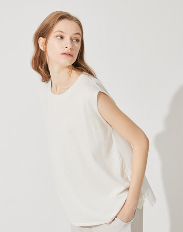 [Cashmere Class]스탠다드 슬리브리스 풀오버 Standard Sleeveless Pullover_White C42WPU002WH