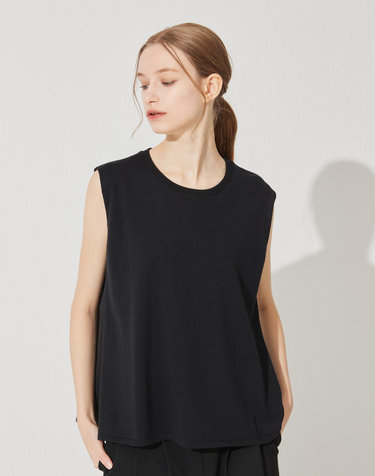 [Cashmere Class]스탠다드 슬리브리스 풀오버 Standard Sleeveless Pullover_Black C42WPU002BK