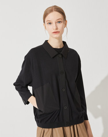 [Cashmere Class]  Loose fit standard jacket_Black C42WJA007BK