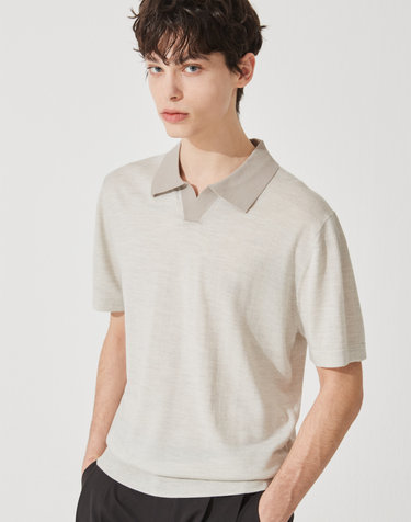 [Murray Allan]  _Color Block Open Shirt Half Pullover_Smong M42MPU003SG
