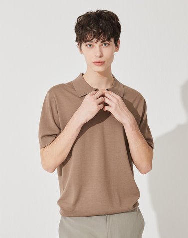 [Murray Allan]   Color Block Open Shirt Half Pullover_Earth(TH) M42MPU003TH