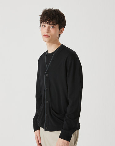 [Murray Allan]Line Color V-Neck Cardigan_BLACK(BK) M42MCD002BK