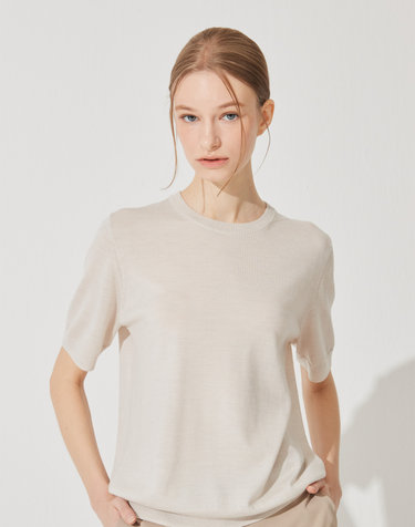 [Murray Allan] Logo Round Half Pullover_Sand Beige(SE) M42WPU023SE