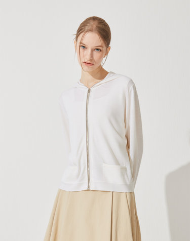 [Murray Allan]후드 집업가디건 Hooded zip-up cardigan_Ivory(IV) M42WCD009IV