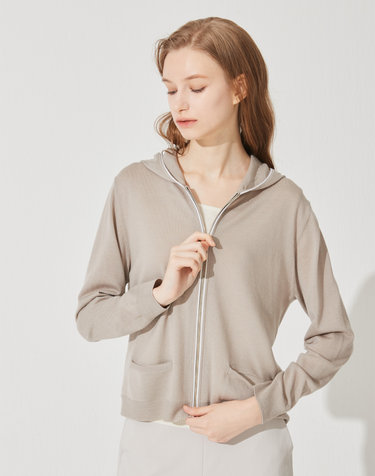 [Murray Allan] Hooded zip-up cardigan_Mud(MD) M42WCD009MD