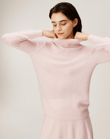 [Cashmere Class] 100%캐시미어 Rollneck Loose Pullover_Rose pink(RP) C43WPU007RP