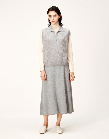 [Cashmere Class] 100%캐시미어 Flared Knit Skirt_Cloud (CD) C43WSK009CD