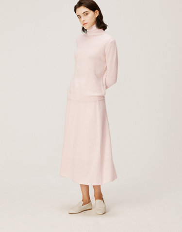 [Cashmere Class] 100%캐시미어 Flared Knit Skirt_ Rose pink(RP) C43WSK009RP