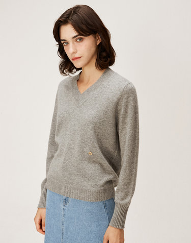 [Murray Allan] 100%캐시미어 V-neck Pullover_Melange Grey (MG) M43WPU043MG